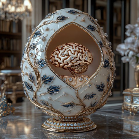 Luxury Faberge Egg with Gold Brain Inside