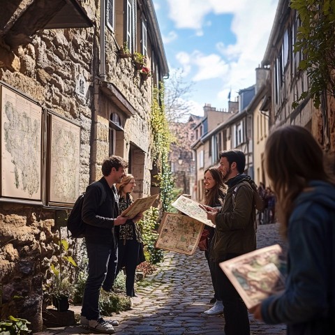 Happy People Playing Escape Game in Small French City