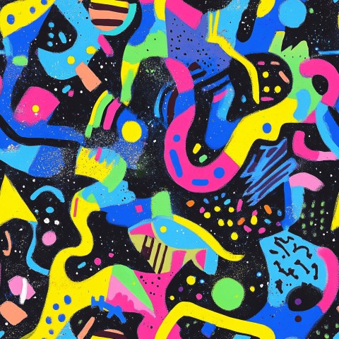 Bold Abstract Shapes in Vibrant 80s-Inspired Colors