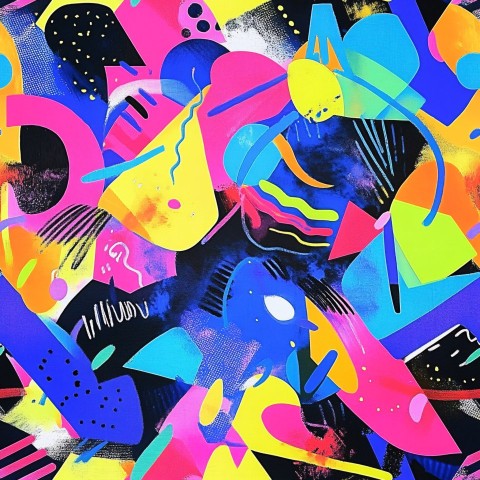 Funky Abstract Shapes in Bold, Vibrant 80s Colors