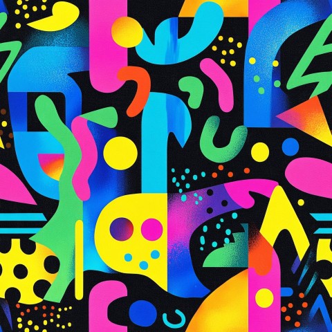 Abstract Shapes in 80s Vibrant Colors