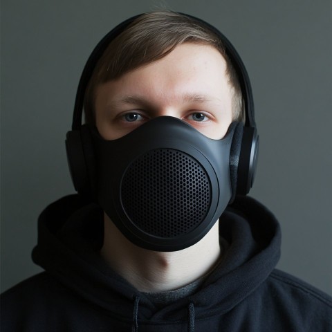 Sneezing Sound-Proof Mask with a Goofy Round Design