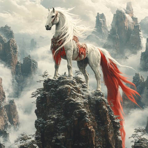 Lu Shu Horse on Misty Mountain Summit