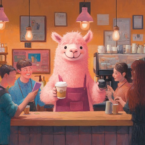 Giant Pink Alpaca Barista