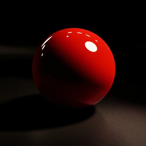 Red Sphere with Shadow on Black Space Background