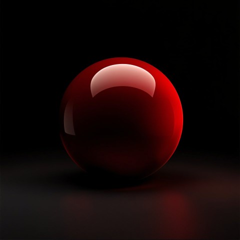 Red Sphere with Shadow Against Black Space Background