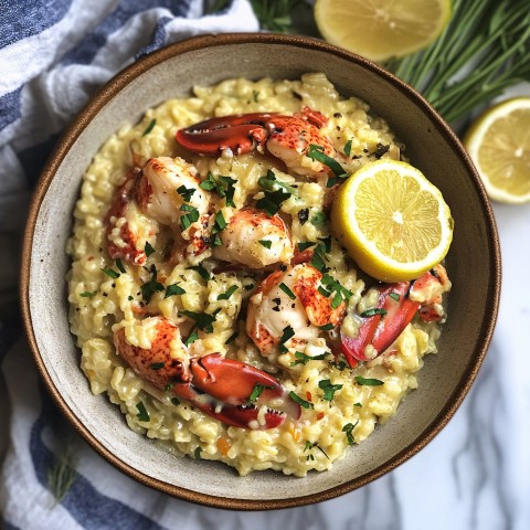 Lemon Butter Lobster Risotto Served in Gourmet Style