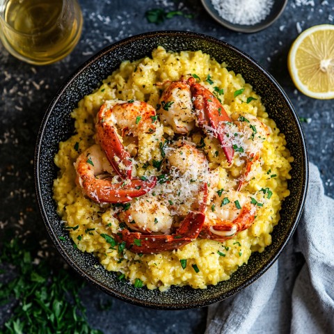 Lemon Butter Lobster Risotto in Elegant Presentation