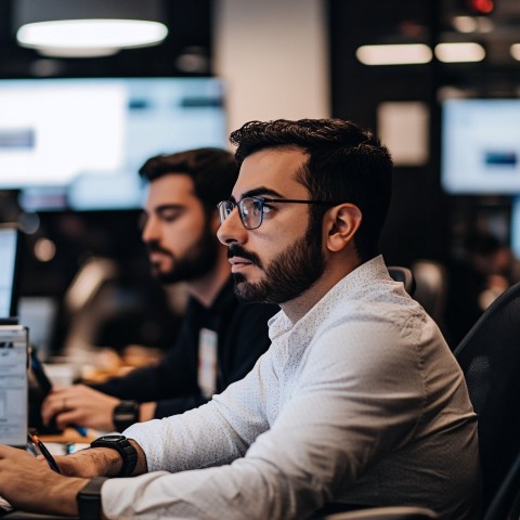 Top Traders Working at Desk in Office Setting