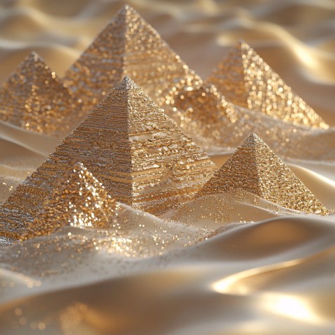 Golden Pyramids in the Egyptian Desert at Sunset