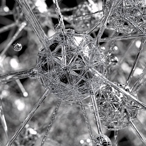 Neural Network Wireframe Code Closeup in Black and White