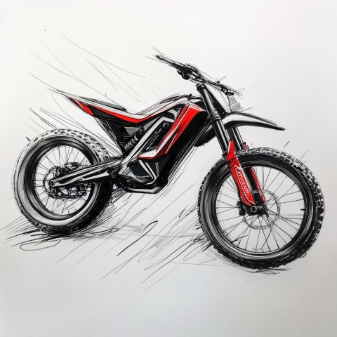 Enduro Bike Design Sketch Highlighting Frame and Suspension