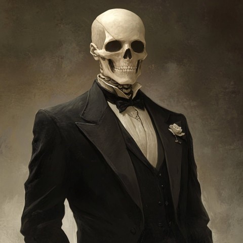 Thin Skeletal Man in 1900s Attire TTRPG Portrait