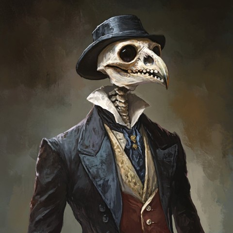 Skeletal Thin Man in 1900s Attire TTRPG Portrait