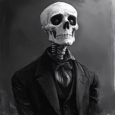 Skeletal Thin Man in 1900s Attire TTRPG Portrait