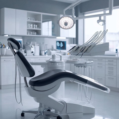 Orthodontic Dentist Examining Patient in Modern Dental Clinic