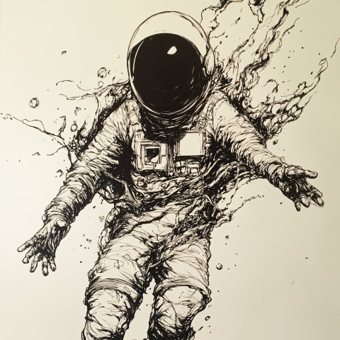 Space and Power Ink Drawing Illustration