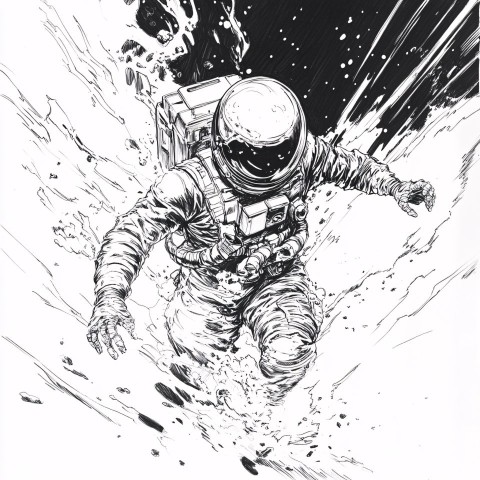 Space and Power Ink Illustration Drawing