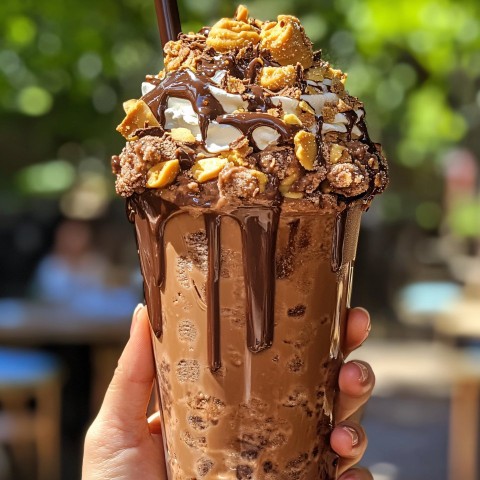 Chocolate Peanut Butter Explosion Shake in Macro Detail