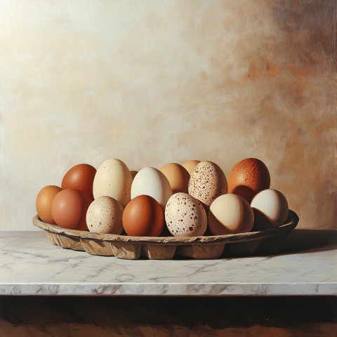 Multiple Eggs Displayed on Wooden Table Surface