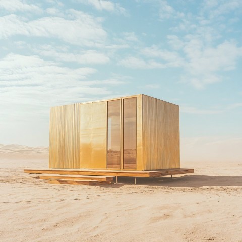 Golden Transformative Tiny Home in Desert Setting