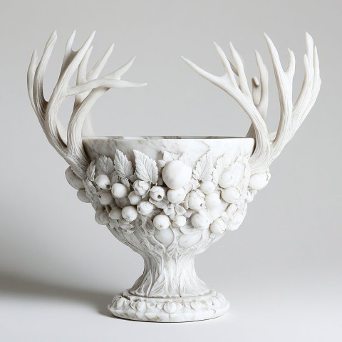 White Marble Holy Grail with Deer Antler Handles