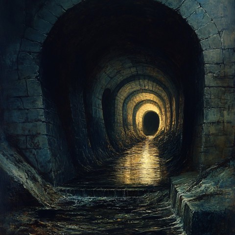 Medieval Dark Sewers Concept Art with Gloomy Atmosphere