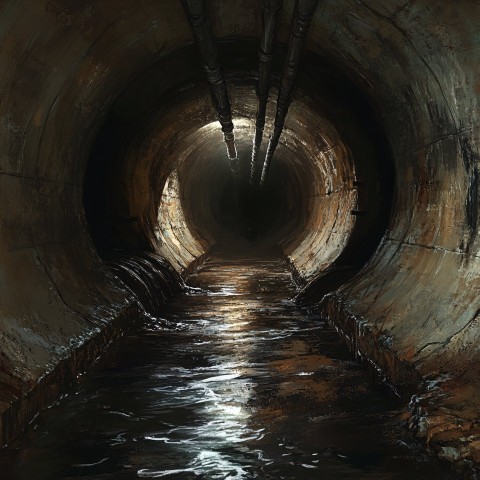 Dark and Gloomy Medieval Sewers Concept Art