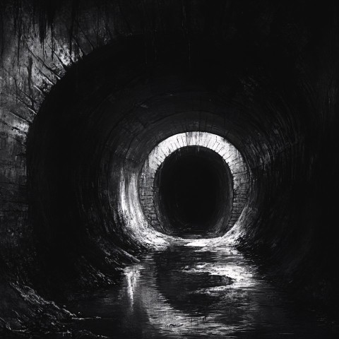 Dark and Eerie Medieval Sewer Concept Art Illustration