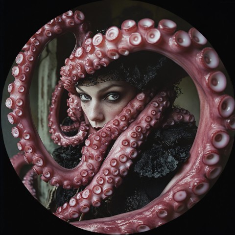 Portrait of Pink Octopus on Model