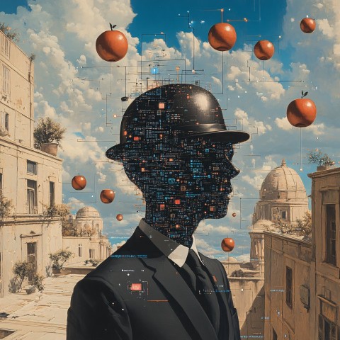 Surreal Linux Artwork in René Magritte's Dreamlike Style