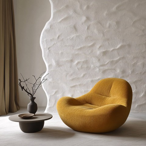 Modern Minimalist Room with Bright Yellow Armchair