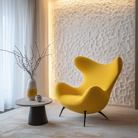 Modern Minimalist Room with Yellow Armchair and Light Decor