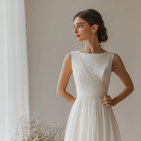 Elegant Minimal White Swan-Inspired Wedding Dress