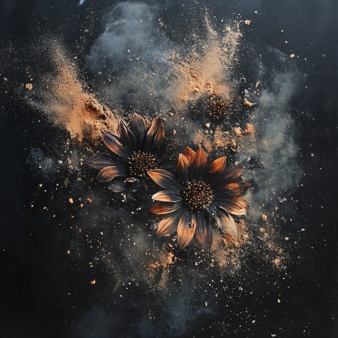 Bursts of Dark Flowers with Exploding Powder