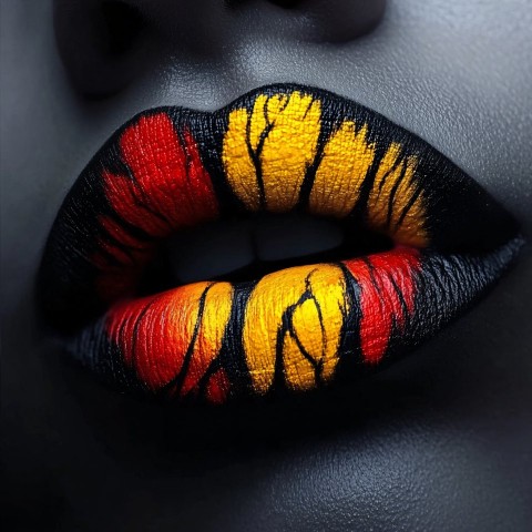 Black Lips with Red and Yellow Accents