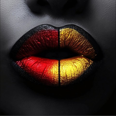 Black Lips with Red and Yellow Gradient Design