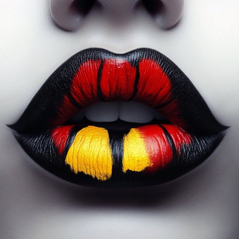 Black Lips with Red and Yellow Gradient Effect