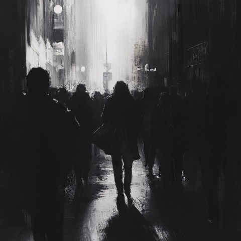 Pedestrian Walking Through a Crowd on Quiet Street