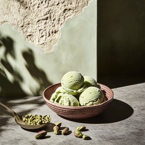 Pistachio Ice Cream Editorial Photo with Elegant Composition