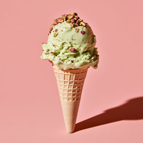 Pistachio Ice Cream Editorial Photo with Elegant Styling