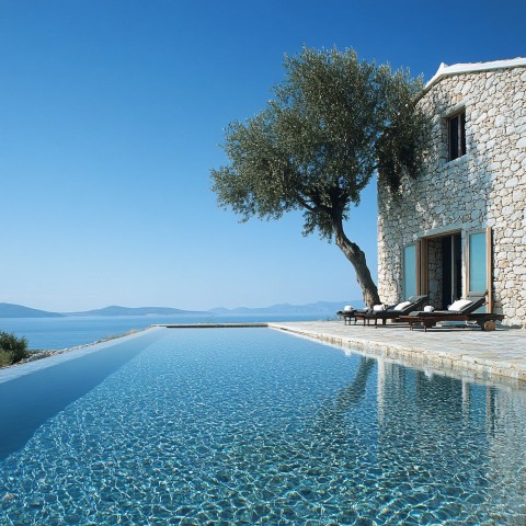 Stone Villa in Greece with Infinity Pool View