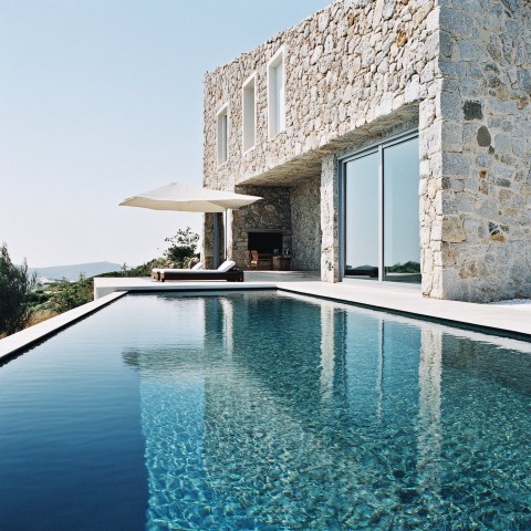 Stone Villa with Infinity Pool in Kythos Greece