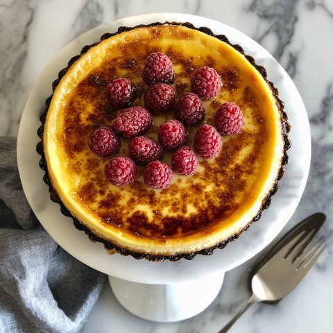 Golden Crème Brûlée Cheesecake with Caramelized Sugar Top