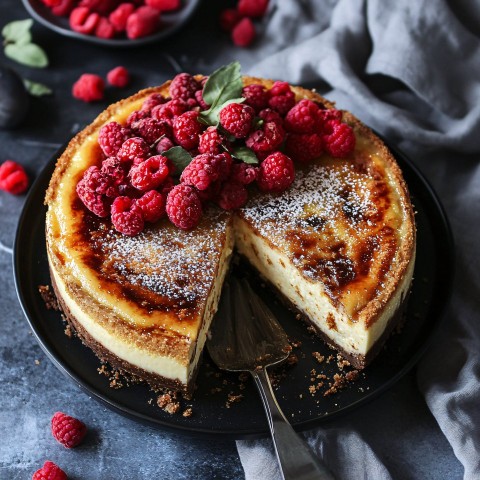 Golden Caramel Crème Brûlée Cheesecake with Crispy Sugar Top