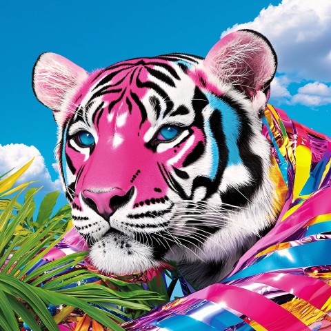 Chrome Tiger in Jungle with Metallic Finish