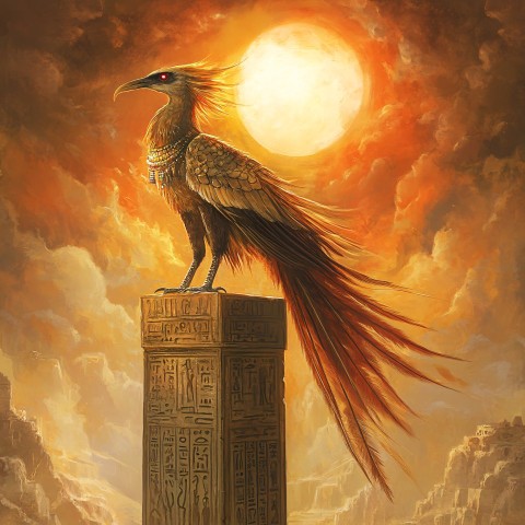 Ancient Egyptian Benu Bird Symbol of Rebirth Art