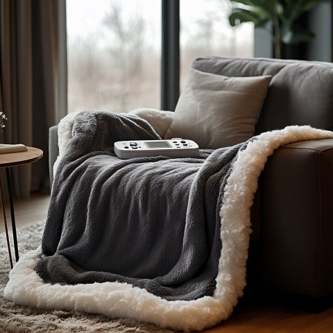 Electric Blanket Draped on Armchair in Cozy Living Room