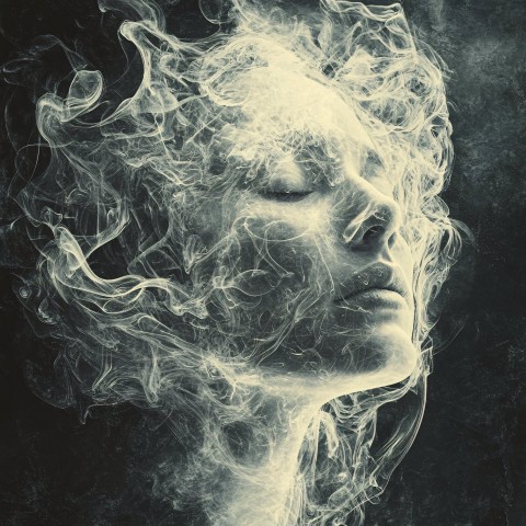 Faint Face with Smoke Symbolizing Nicotine Addiction