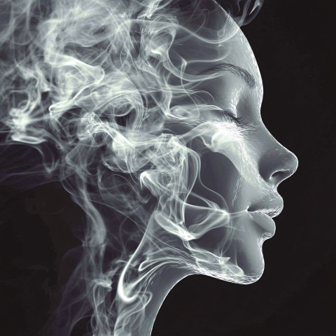 Nicotine Addiction Symbolized by Smoke and Chemical Bonds